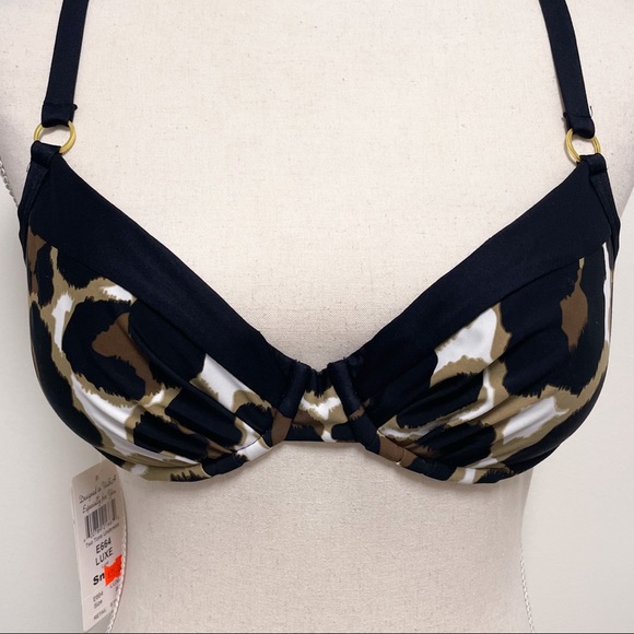 Swim Systems Animal Print Convertible Straps Underwire Push Up Bikini Top Small - Picture 2 of 12